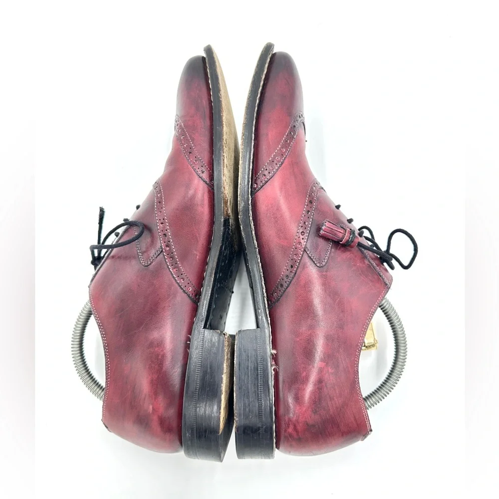 Mezlan Mens‎ Size 8M Burgundy Leather Wingtip Oxford Dress Shoes